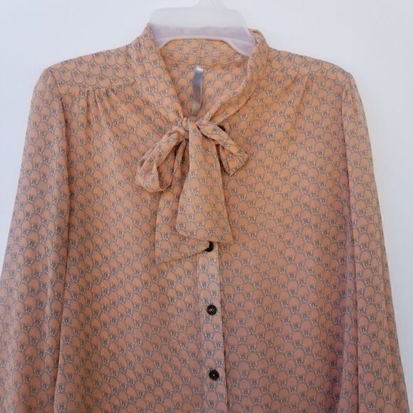 Mona B Long Sleeve Blouse With Tie. - Picture 4 of 14
